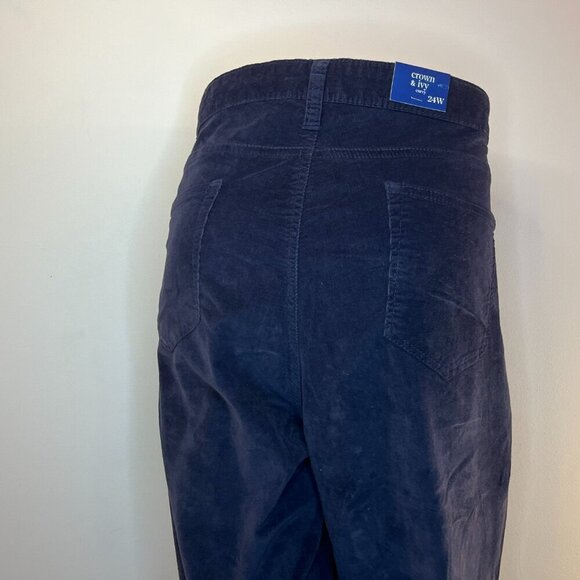 CROWN & IVY Women's Navy Blue Curvy Corduroy Pants - Size 24W - NWT - Picture 3 of 5